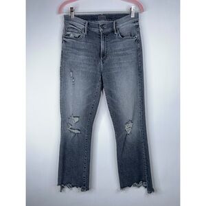 Mother Insider Crop Step Chew Scene of the Crime Gray Distressed Jeans Size 29